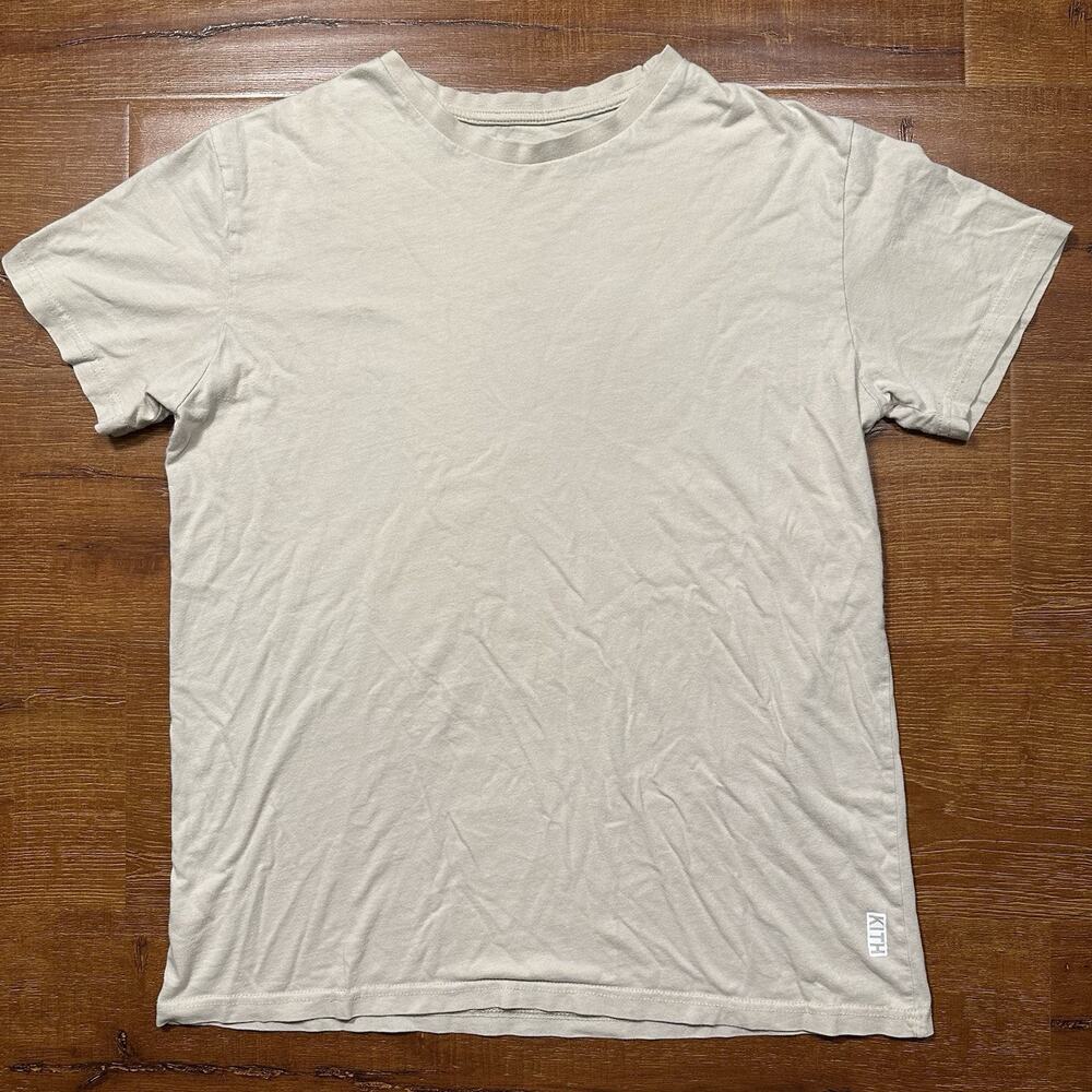 Kith T Shirt Mens L Beige Knit Short Sleeve Crew Neck Minimal Streetwear City
